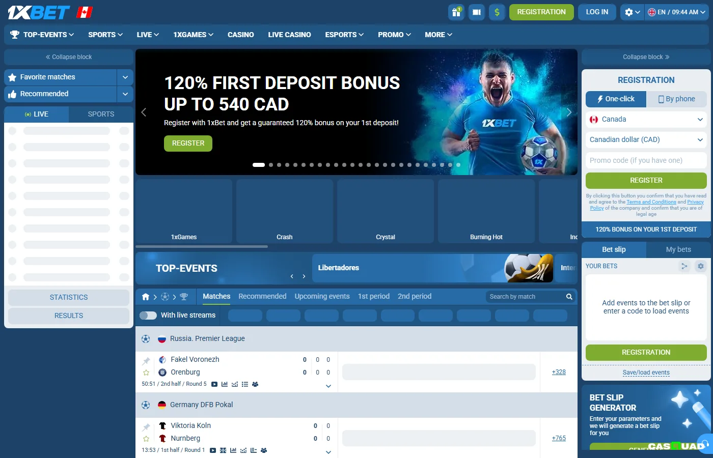 1xBet Screen