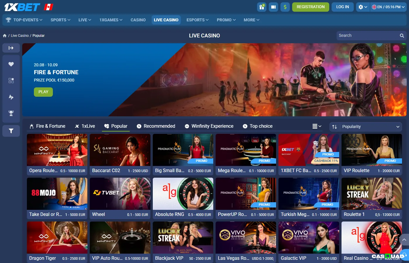1xBet Screen